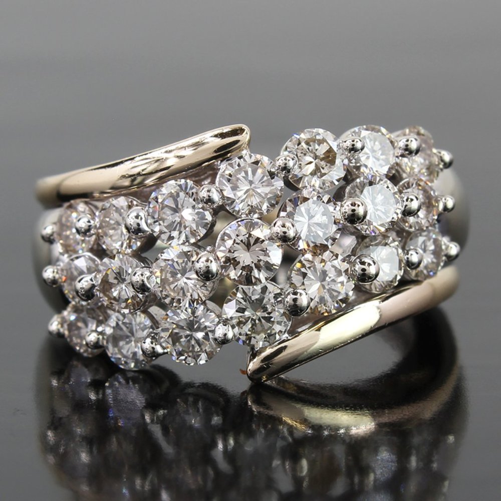 14K Yellow Gold 21-Diamond Tension Band Ring